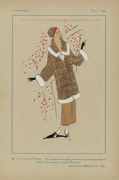 Très Parisien, 1923, nº 7: 18 - LLUVIA DE FLORES / Este abrigo de tres cuartos... de Anonymous