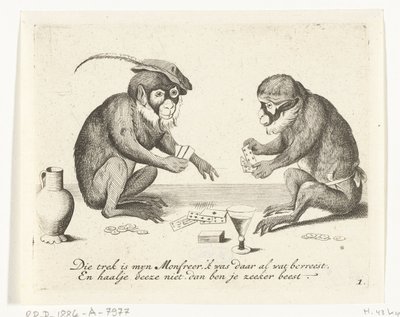 Dos cartas de mono Varias empresas de la vida humana presentadas por simios (título de la serie) ¿Qué es lo que me ve en este mundo? / Es un juego de Aape, y no de otro modo (título de la serie) de Anonymous