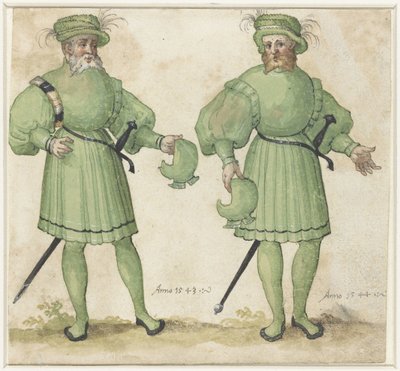 Dos servidores de la corte con ropa verde claro de Anonymous
