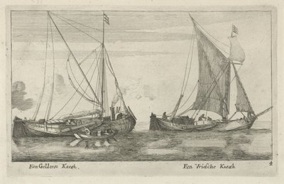 Dos barcos: un frisian kaag y un gelderse kaag A Gelderse Kaegh, A Vriese Kaegh (título sobre el objeto) de Anonymous