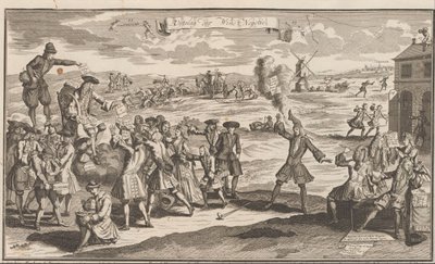 Resultado del comercio de viento, 1720 Uytslag der Wind Negotie (título sobre el objeto) La gran escena de la locura (título de la serie) de Anonymous