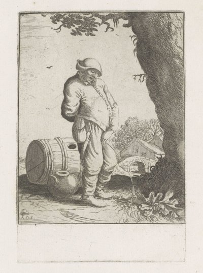 hombre orinando por un árbol de Anonymous