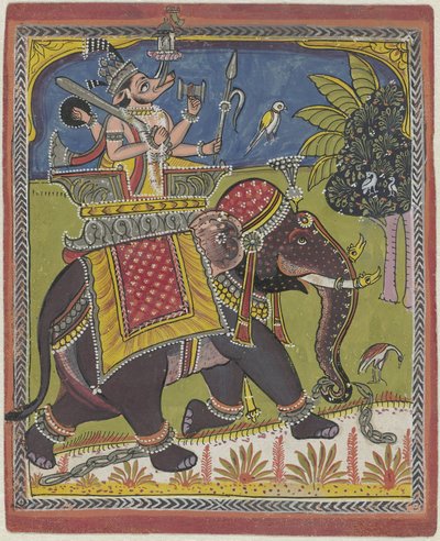 Varaha (Vishnu como jabalí) montando un elefante de Anonymous