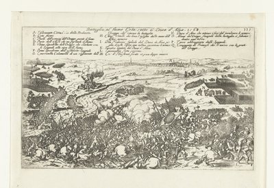 Veldslag aan de rivier de Gete, 1568 Batalla en el río Geta al mando del duque de Alba. 1568 (título sobre el objeto) de Anonymous