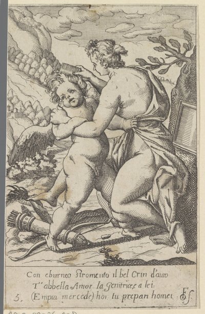 Venus peina el cabello de Amor. Escenas con Venus y Amor (copias) (título de serie) Scherzi d