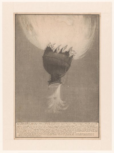 Verongelukken van de luchtballon van Pilatre de Rozier en Romain boven Boulogne, 15 juni 1785
Ascensión catastrófica de Pilatre de Rosier y Romain, en el Château de la Muette el 21 de noviembre de 1783, tras haber obtenido considerables fondos del Gobiern de Anonymous