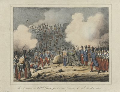 Verovering van de Lunet van Saint-Laurent, 1832 Asalto de Fort St. Laurent por el ejército francés, 14 de diciembre de 1832 (título sobre objeto) de Anonymous