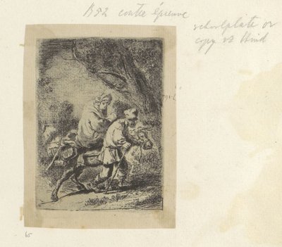 Huida a Egipto: plato pequeño Recueil de Rembrandt por H. L. Basan, 1807/1808, 65 (124) (título de la serie) Recueil de quatre-vingt-cinq estampes originales (título de la serie) de Anonymous