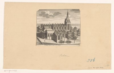 Vista de pájaro de la Oude Kerk de Ámsterdam, antes de 1544
d