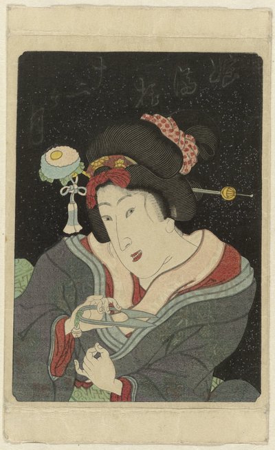 Mujer corta sus uñas Musume jûni kagetsu (título sobre objeto) Imayô jûni kagetsu no uchi (título de la serie) de Anonymous