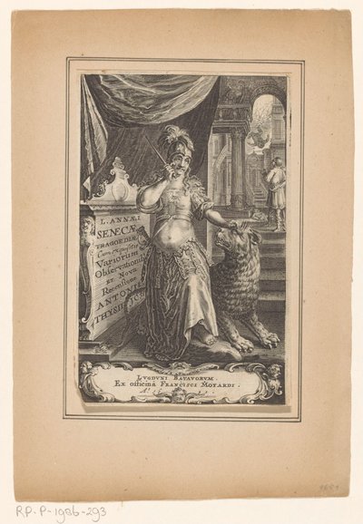 Vrouw conoció a Leeuw Titelpagina voor: Lucius Annaeus Seneca en Antonius Thysius, L. Annaei Senecae tragoediae, 1651 de Anonymous