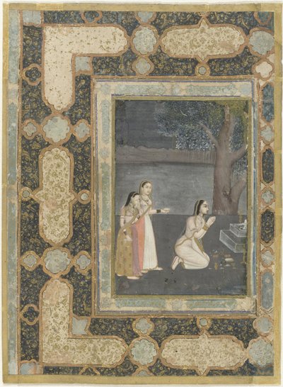 Mujeres ante un altar linga (Bhairavi ragini) de Anonymous
