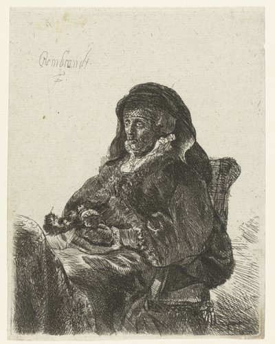 viuda con guantes negros La madre de Rembrandt como viuda de Anonymous