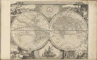 Wereldkaart Mapa del Nuevo Mundo (título en el objeto) Las Indias Orientales y Occidentales y otros lugares (título de la serie) de Anonymous