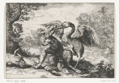lobo y grulla de Anonymous