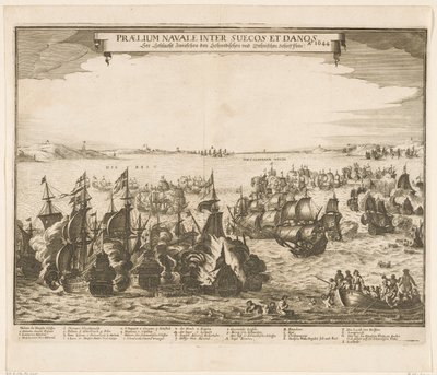 Batalla naval entre las flotas sueca y danesa en el Cinturón, 1644 Praelium navale inter Suecos et Danos / Ao. 1644 / Ver Schlacht Zwieschen den Schwedischen und Dehnischen Schieffflota (título sobre el objeto) de Anonymous