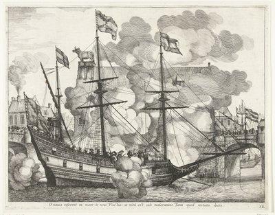 Zeilschip, naar rechts; intocht van Ferdinand te Gent en 1635 (n.º 38) Oh barco, nuevas Olas te llevarán al mar: pero no hay nada bajo el control de Aquel a quien temes conducir (título sobre el objeto) El barco triunfante de otros marineros de Anonymous