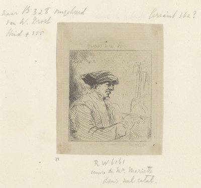 Autorretrato de Willem Drost frente al burro Recueil de quatre-vingt-cinq estampes originales (título de la serie) de Anonymous