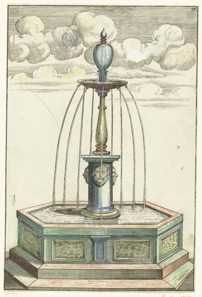 Lavabo hexagonal con columna corta Architectura Curiosa Nova (título de la serie) de Anonymous