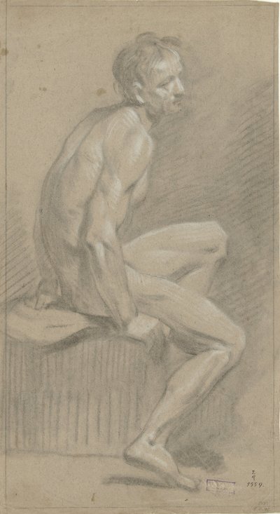 Desnudo masculino sentado, mirando a la derecha de Anonymous