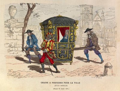Silla de manos para la ciudad bajo el reinado de Luis XIV en el siglo XVII - colección privada de Anonymous Anonymous
