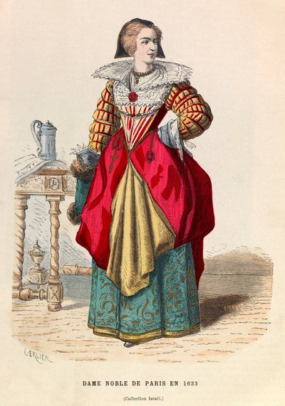 Una dama noble de París 1633 - Una noble en París siglo XVII - colección privada de Anonymous Anonymous