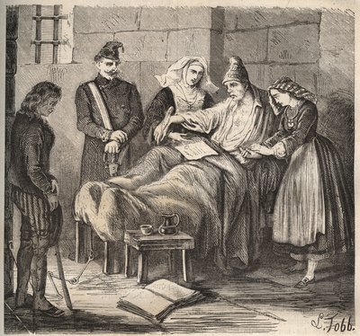 Una boda en el bagne de Rochefort en el siglo XIX. Grabado en “Histoire des bagnes depuis leur création à nos jours” (1877) de Pierre Zaccone (1817-1895). Colección privada. de Anonymous Anonymous