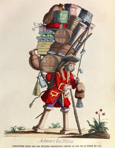 Admire La Force Caricatura hecha por los boticarios de París contra el Duque de La Force en 1721 (reinado del rey Luis XV) - Colección privada de Anonymous Anonymous