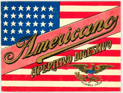 Anuncio de bebida corta italiana Americano, con bandera americana de Anonymous Anonymous
