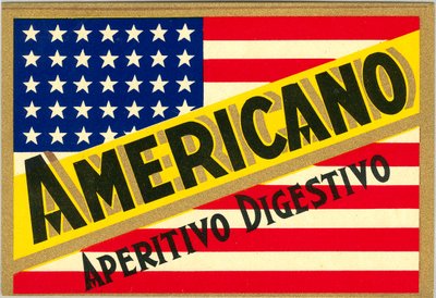Anuncio de bebida corta italiana Americano, con bandera americana de Anonymous Anonymous