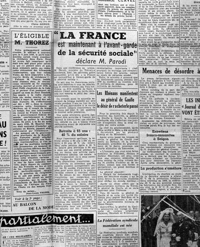 Artículo sobre seguridad social: "Francia está ahora a la vanguardia de la seguridad social dice el Sr. Parodi" 1945 de Anonymous Anonymous