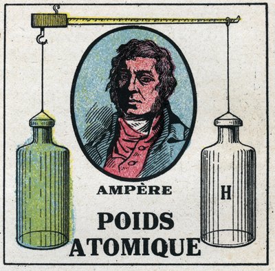 Átomos: El peso atómico por Andre Marie Ampere (1775-1836). Ilustración anónima de 1925. Colección privada. de Anonymous Anonymous