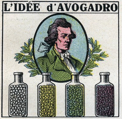 Átomos: La idea de Amedeo Avogadro (1776-1856). Ilustración anónima de 1925. Colección privada. de Anonymous Anonymous