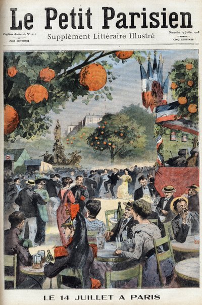 Baile del 14 de julio en París. En "Le petit parisien" el 19/07/1908. Colección privada. de Anonymous Anonymous