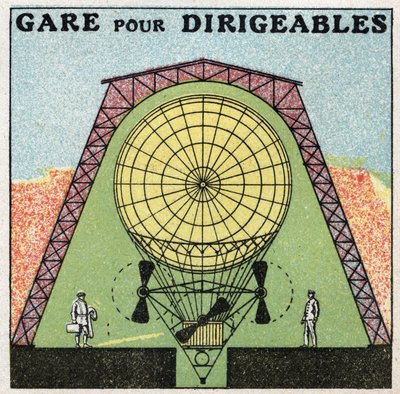 Globos: estación para dirigibles. Ilustración anónima de 1925. Colección privada. de Anonymous Anonymous