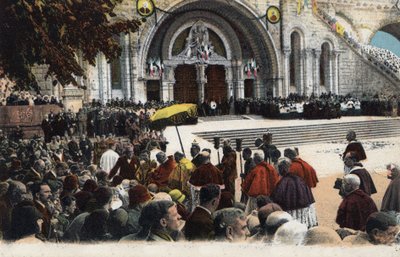 Bendición de los enfermos frente al rosario en Lourdes - Altos Pirineos (65) alrededor de 1900. de Anonymous Anonymous