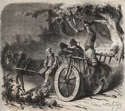 Audaz fuga de una fuerza del Bagne de Toulon en el siglo XIX. Grabado en “Histoire des bagnes depuis leur creación à nos jours” (1877) por Pierre Zaccone (1817-1895). Colección privada. de Anonymous Anonymous