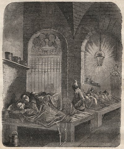 El bagne de Brest de noche. Grabado en “Histoire des bagnes depuis leur creación à nos jours” (1877) por Pierre Zaccone (1817-1895). Colección privada. de Anonymous Anonymous