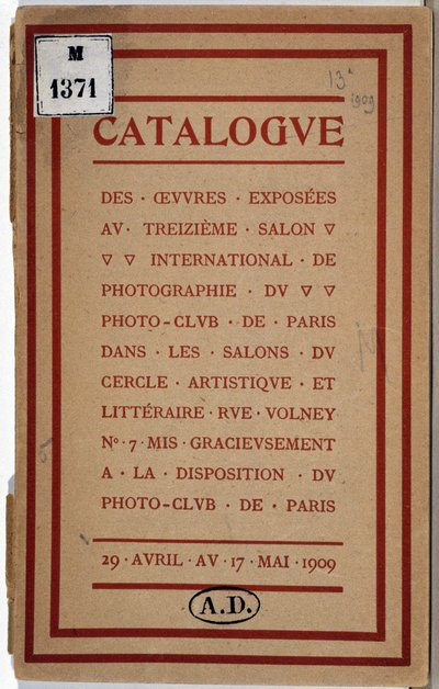 Catálogo de la Exposición Internacional de Fotografía del Club de Fotografía de París de Anonymous Anonymous