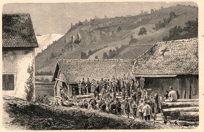 Celebración del culto católico en Saint Ursanne en Suiza en 1874, después de una fotografía. Grabado en “Les Missions Catholiques au XIXeme Siecle” de Louis-Eugene Louvet. Colección privada. de Anonymous Anonymous