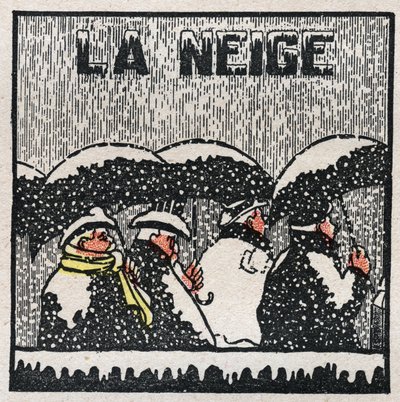 Cambios de estado: solidificación y cristalización. La nieve se forma a partir de finas gotas de agua que se solidifican y cristalizan. Ilustración anónima de 1925. Colección privada de Anonymous Anonymous