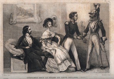 Trajes bajo el gobierno de Luis Felipe (1839). Grabado de 1859 en “Le Monde. Historia de todos los pueblos desde los tiempos más remotos hasta el presente” por M. E. de Lostalot-Bachoue. Colección privada. de Anonymous Anonymous