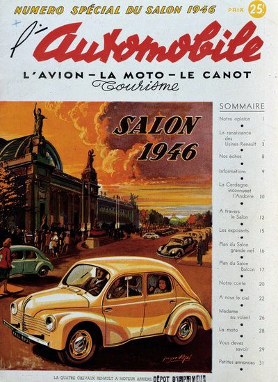 Portada de "El automóvil" publicada con motivo del salón del automóvil de 1946. Colección privada de Anonymous Anonymous