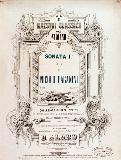 Portada de partitura de Sonata 1, op 2 de N Paganini de Anonymous Anonymous