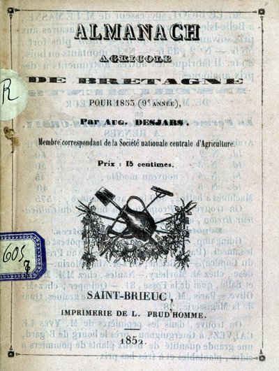 Portada del Almanaque Agrícola de Bretaña de Anonymous Anonymous
