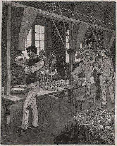 Taller de grabadores de cristal en Francia en el siglo XIX. Grabado de 1885 en "Les arts et metiers illustres" por Adolphe BITARD de Anonymous Anonymous