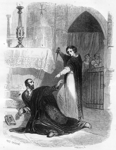Muerte del Inquisidor Pedro de Arbues (1441/1442-1485) en la Catedral de Zaragoza en septiembre de 1485. Ilustración en 