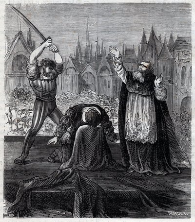 Decapitación del Conde Egmont y Hoorn (1568) en Bruselas durante la tiranía española en los Países Bajos - Guerra de los Ochenta Años (1568-1648): la decapitación de Lamoral, Conde de Egmont, Príncipe de Gavre (1522-1568), político holandés. Fue condenado  de Anonymous Anonymous
