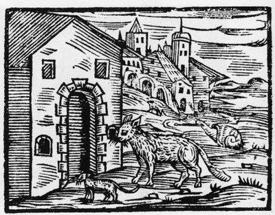 El diablo y la bruja se transforman en lobo y gato - “Compendium Maleficarum”, trata sobre las brujas, su maldad y sus sortilegios por Francesco Maria Guazzo o Guaccio o Guaccius (15?? -16??) 1608 Colección Privada de Anonymous Anonymous