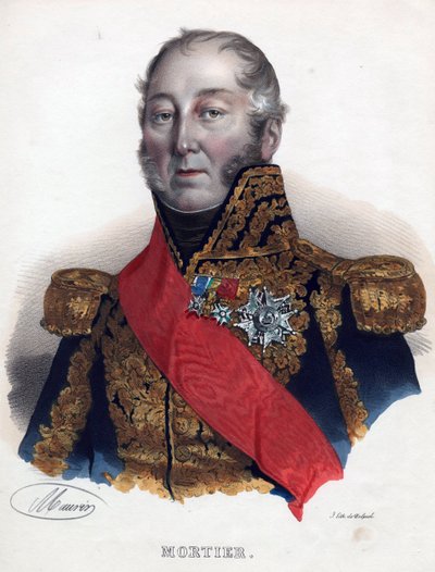 Edouard Adolphe Mortier (1768-1835), Mariscal de Francia - Anónimo - 1835 - Litografía, acuarela - 32x24 - Colección Privada de Anonymous Anonymous